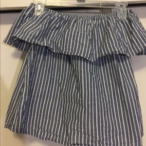 Off the shoulder striped shirt